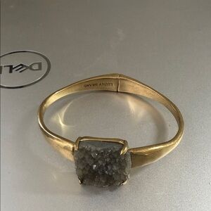 Lucky brand druzy gray stone hinged NWOT never worn pearl